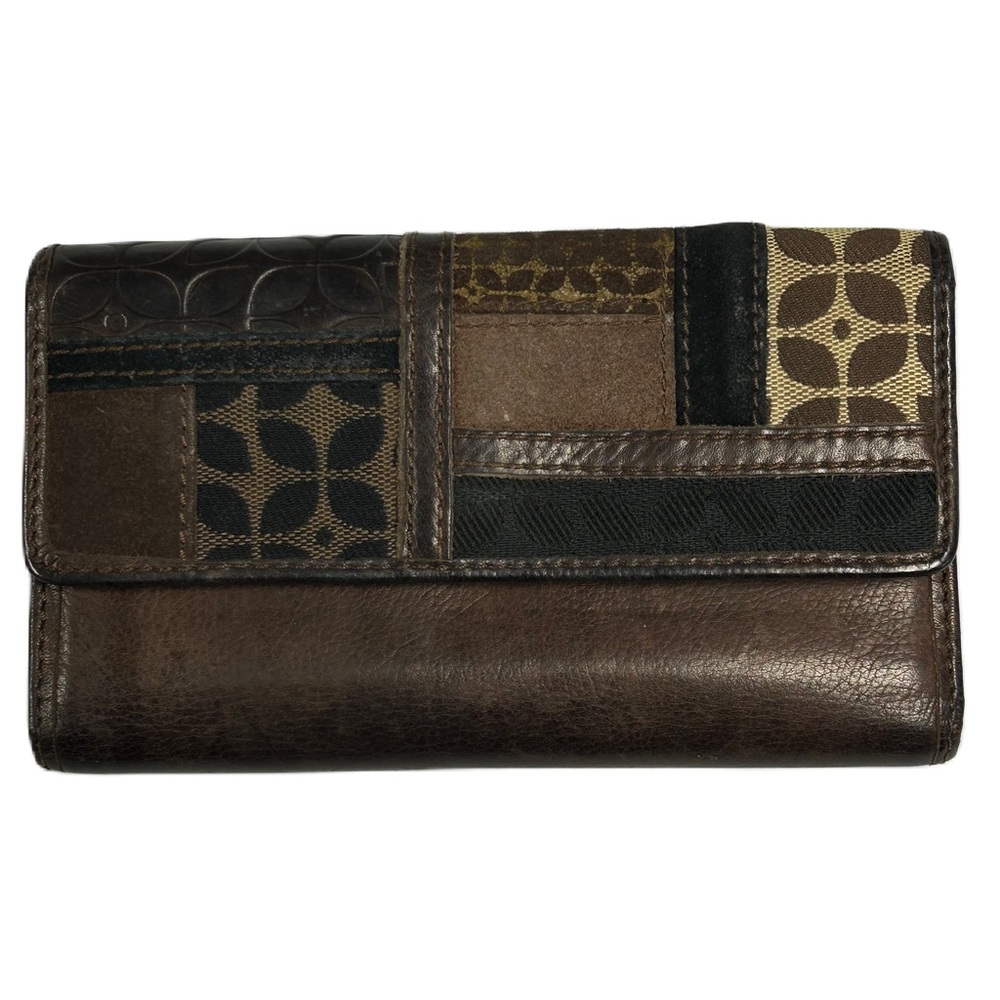 Vntg Fossil‎ Wallet Card Holder Leather Trifold Coin Zip Classic Brown Classic